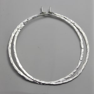 2&quot; Hoops Sterling Silver Hammered Texture Hoop Earrings Large Hoops Lightweight Hoops by Tinysparklestudio