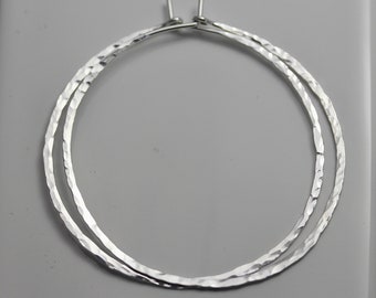 2" Hoops Sterling Silver Hammered Texture Hoop Earrings Large Hoops Lightweight Hoops by Tinysparklestudio