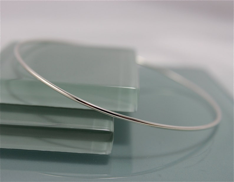 Sterling Silver Shiny Thin Bangle Bright Finish Stacking Bracelet Eco Friendly Recycled Silver