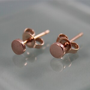 Rose Gold Stud Earrings Tiny Circle 14k SOLID 4mm Dot Disk 14k SOLID ...