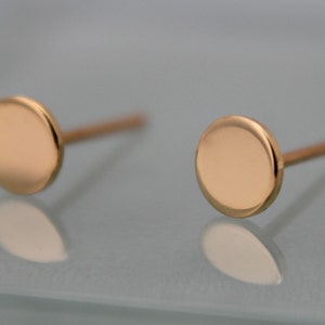 18k Earrings Circle Dot Disk 5mm 18k SOLID Yellow Gold Studs Shiny Finish Recycled Eco Friendly Gold image 1