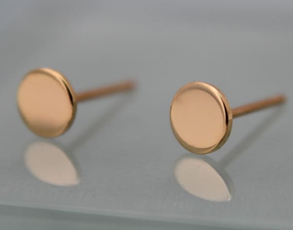 18k Earrings Circle Dot Disk 5mm 18k SOLID Yellow Gold Studs Shiny Finish Recycled Eco Friendly Gold