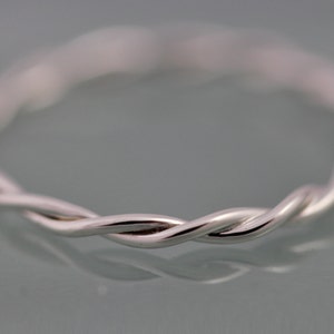 Silver Twist Ring Relaxed Rope Infinity Loose Twisted Skinny Wedding Band 1.5mm Thin Stack Ring Spacer EcoFriendly Recycled image 2