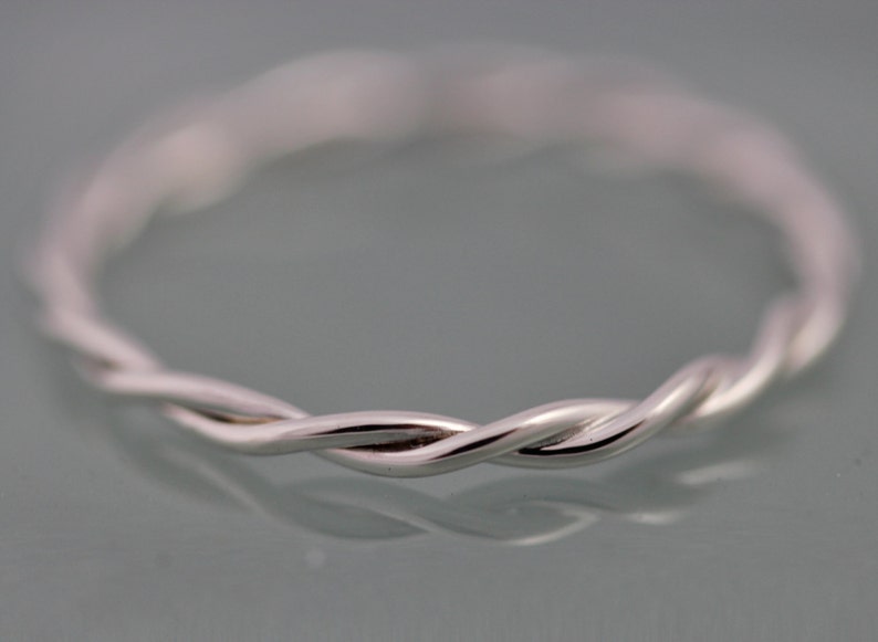 Silver Twist Ring Relaxed Rope Infinity Loose Twisted Skinny Wedding Band 1.5mm Thin Stack Ring Spacer EcoFriendly Recycled image 2