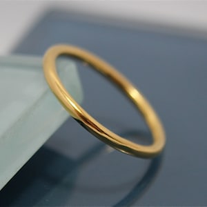 24k SOLID Yellow Gold Ring Full Round Wedding Ring Pure Gold Stacking Band Stack Ring 1.8mm Thick By Tinysparklestudio
