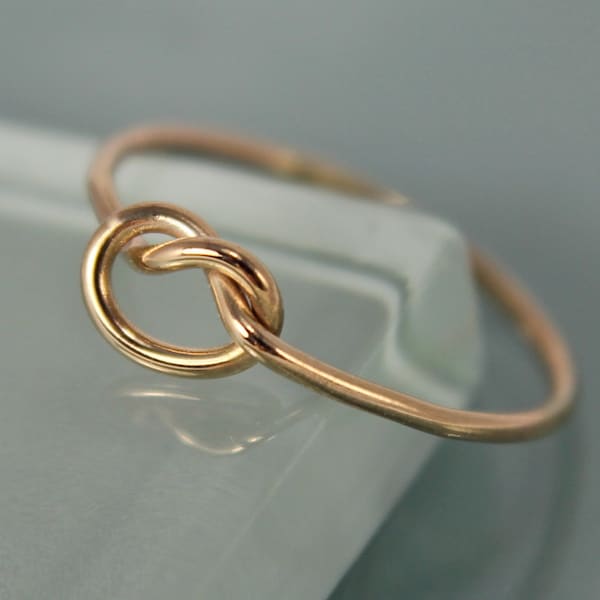 Gold Love Knot Ring 14k Solid Gold Thin Simple Stacking Band Midi Ring  Recycled 14k SOLID Yellow Gold Shiny Finish