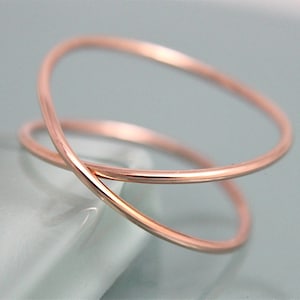 Criss Cross X Double Infinity 14k SOLID Gold 1mm Thick 14k Yellow or Rose Gold or 18k Rose or Yellow Gold