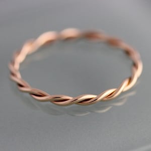 Relaxed Twist Ring 14k SOLID Gold Rope Infinity Loose Twisted Skinny Wedding Band 1.5mm Thin Stack Ring Spacer Finish EcoFriendly Recycled