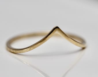 Square V Ring Solid Gold Chevron Ring Wave Ring Contour Wedding Wishbone 1mm x 1mm square 14k Yellow Gold 14k Rose Gold 14k White 18k Gold