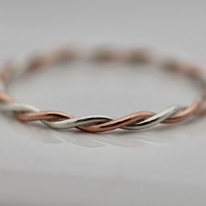 Sterling Silver and 14k Rose Gold Relaxed Twist Ring Two Tone 1.5mm ...