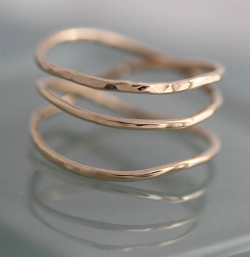 Gold Wrap Ring 14k Solid Gold Hammered and Smooth Organic Etsy