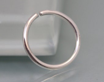 Hoop Nose Ring Sterling Silver 10mm Simple Endless Hoop 20g or 18g Recycled Rose Gold Yellow Gold 18k Gold Hoop Earring Cartilage or Tragus