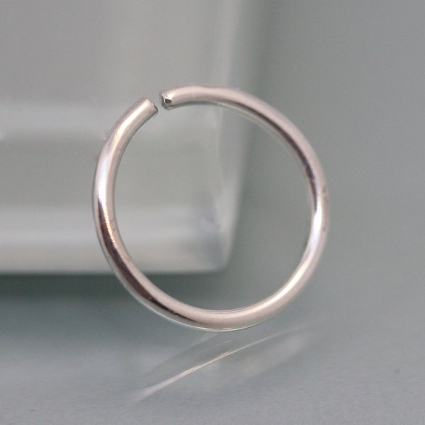 Silver Nose Ring 8mm Simple Endless Hoop 20g or 18g Sterling Silver Recycled Rose Gold Yellow Gold 18k Gold Hoop Earring Cartilage or Tragus