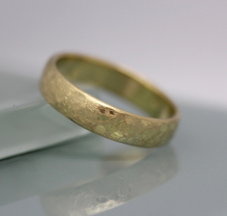 18k Gold 5mm Wedding Band Rustic Distressed Matte Brushed - Etsy