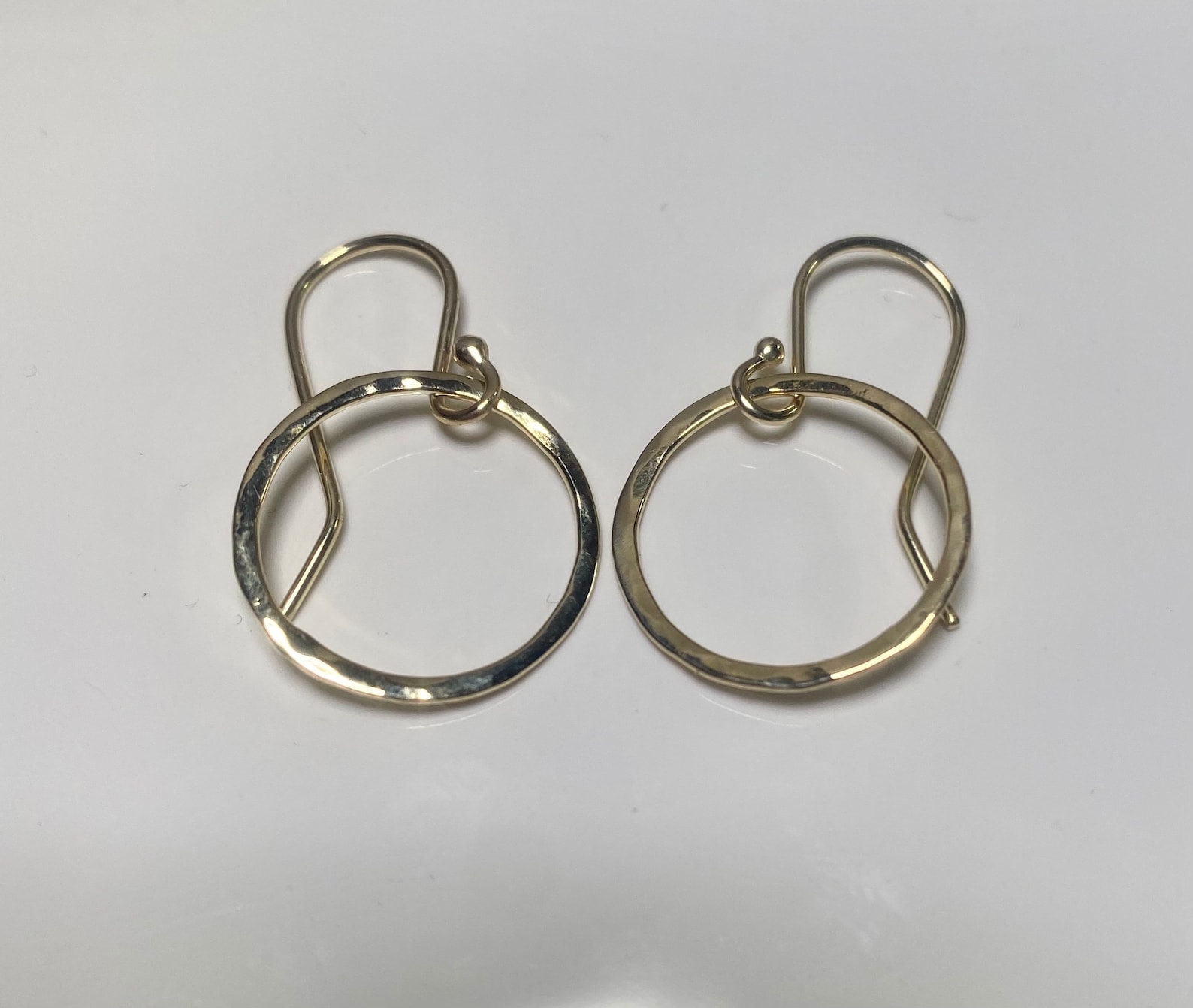 Solid Gold Hoops 14k Yellow Gold Sparkle Loop Dangle Drop Etsy