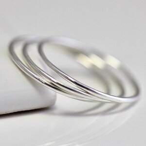 Skinny Silver Ring Stack Set of 3 Sterling Silver Thin Stacking Spacer Band 1mm Ring Smooth Shiny Finish EcoFriendly Recycled Silver