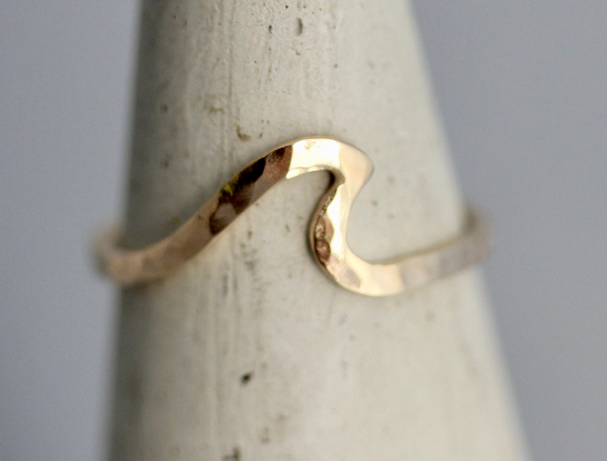 Solid rose gold wave ring best sale