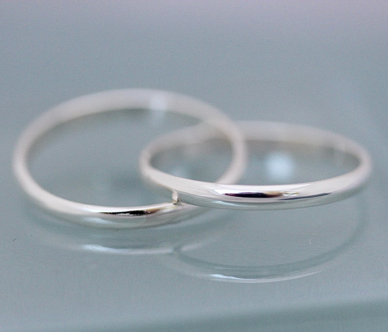 Interlocked Rings Sterling Silver 2 Rings Half Round 2mm X 1mm Etsy
