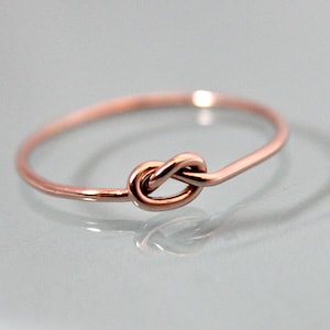 Love Knot Ring 14k Rose Gold Thin SOLID Gold Wedding Ring Gold Knot Promise Ring Stacking Band Midi Ring Eco Friendly Recycled Gold