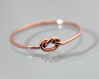 Love Knot Ring 14k Rose Gold Thin SOLID Gold Wedding Ring Gold Knot Promise Ring Stacking Band Midi Ring Eco Friendly Recycled Gold