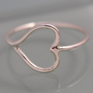 Heart Ring Silver Sideways Heart  Band Valentine Geometric  Statement Ring Eco Friendly Recycled Sterling Silver by Tinysparklestudio