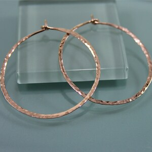 Large 2 14k Gold Filled Hammered Texture Hoop Earrings image 3