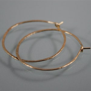 Hoops 1 1/2" 14k Gold Filled  Hammered Texture Medium Hoop Earrings