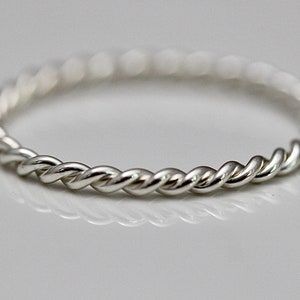 Twist Ring Silver Twisted Ring Skinny Rope Ring Thin Sterling Silver Spacer Band Stacking Ring Shiny Finish Eco Friendly Recycled Silver