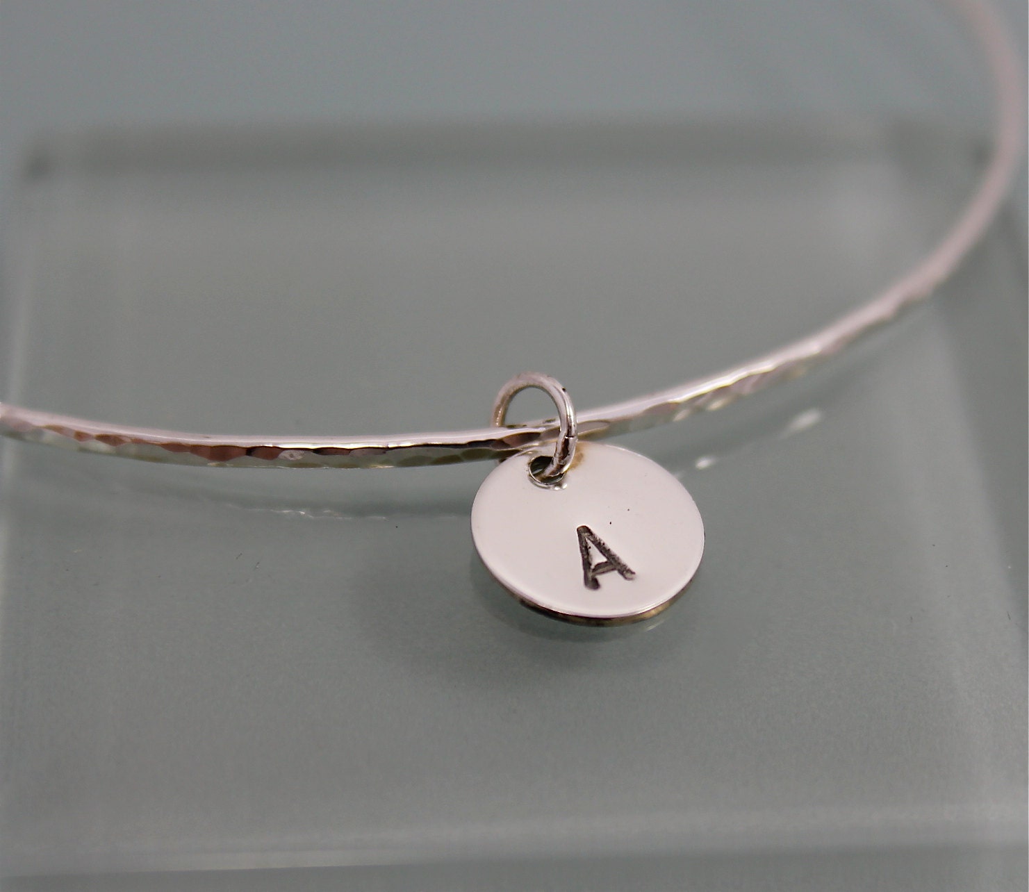 Ana Textured Initial Bangle Bracelet