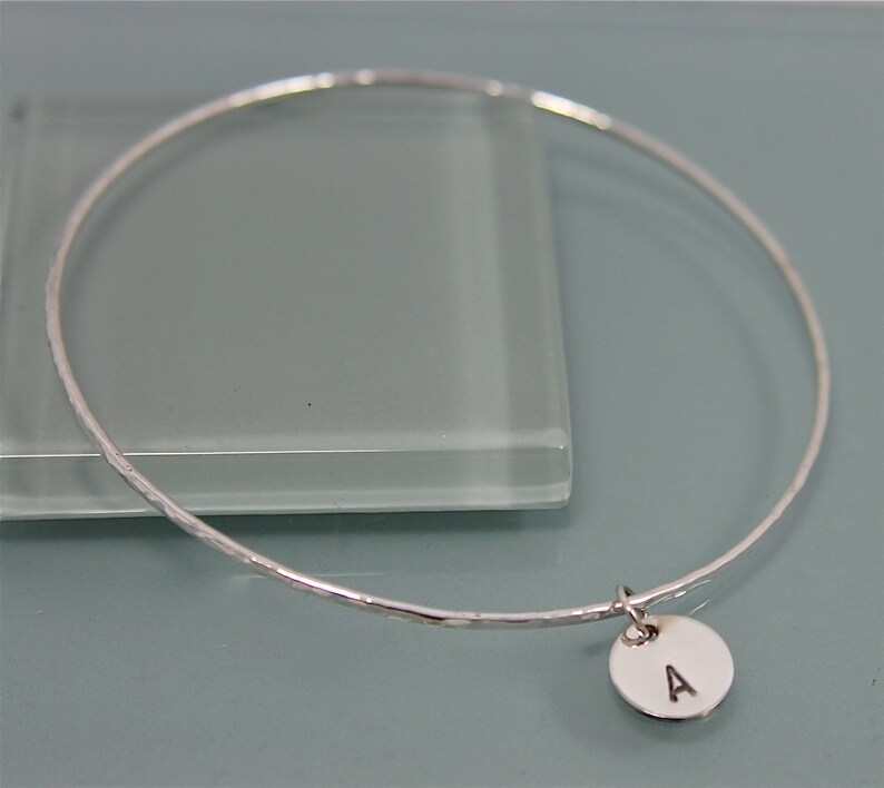 Ana Textured Initial Bangle Bracelet main image 1