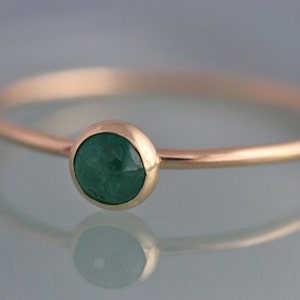 14k Emerald Ring May Birthstone Solid 14k Yellow Gold Thin Stacking ...