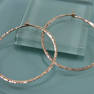 Large 2 14k Gold Filled Hammered Texture Hoop Earrings image 2