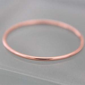 Rose Gold Ring 14k SOLID Gold Skinny Wedding Ring 1mm Thin Round Simple Stacking Band Spacer Eco-friendly Recycled Gold by Tinysparklestudio