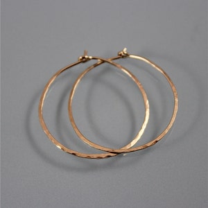 Medium 1" 14k Gold Filled  Hammered Texture Hoop Earrings