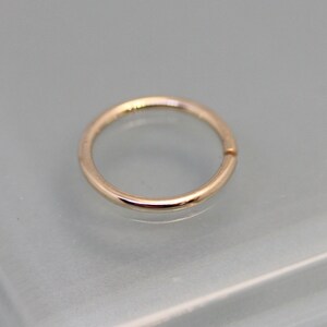 May include: A simple, smooth, gold-toned hoop earring. The hoop is seamless and has a polished finish.