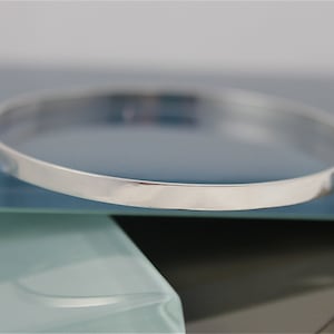 4mm Sterling Silver Bangle Right Angles Rectangle Modern Bracelet Flat Shiny Finish Add A Message
