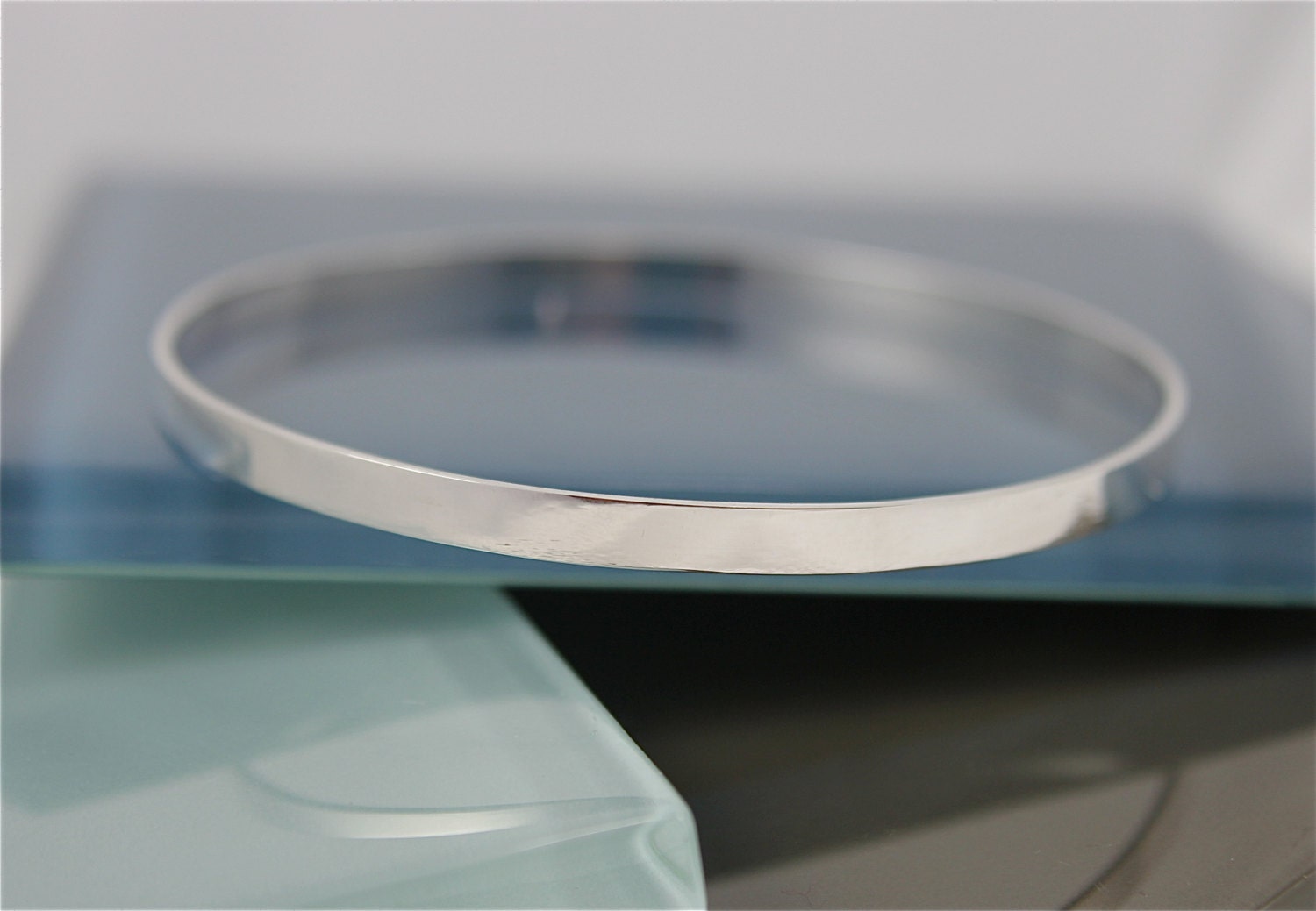 Silver Flat Bangle - Etsy