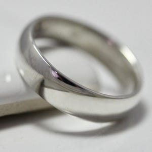 Comfort Fit Silver Wedding Ring Wide Half Round Dome Chunky Men&#39;s Women&#39;s Any Gender 6mm Dome Wedding Band Shiny or Brushed  Recycled Silver
