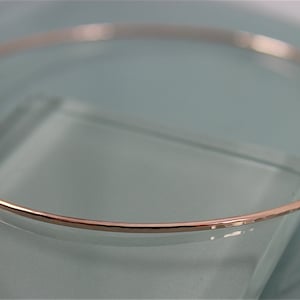 SOLID 14k Rose Gold Sparkle 1.3mm Bangle Hand Forged Hammer Texture Bright Finish Stacking Bracelet