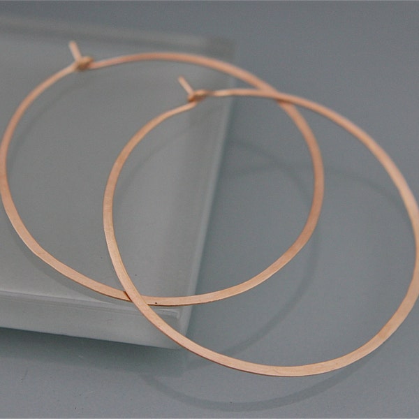 1 1/2" SOLID 14K Yellow Gold Brushed Satin Finish Hoops Recycled Eco-Friendly