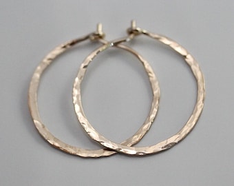 Small Gold Hoops 1" 14k Gold Filled  Hammered Texture Hoop Earrings Basic Hoops by Tinysparklestudio