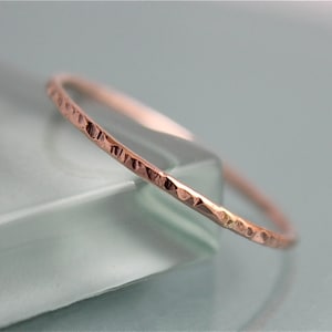 Rose Gold Twig Ring Bark 14k SOLID Skinny Thin 1mm Stacking Band Hammered Spacer Rustic Finish Eco-friendly Recycled Gold Tinysparklestudio