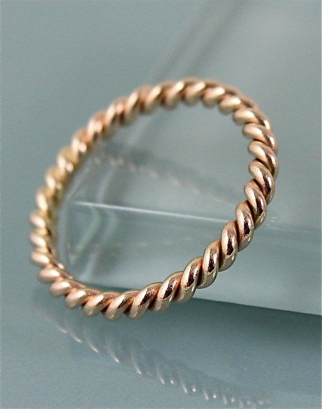Twisted Rope Ring 14k SOLID Gold Chunky Infinity Wedding Band Shiny ...