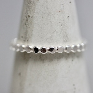 Silver Bubble Ring Flat Beaded Ball Chain Stacking Ring Solid Sterling Silver Shiny Finish