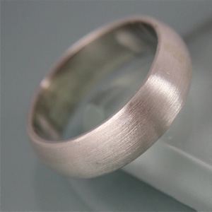 Silver Wedding Ring Half Round Dome Chunky Men&#39;s Women&#39;s Any Gender 5mm Band  Brushed Satin Matte Finish Basic Stacking EcoFriendly Recycled