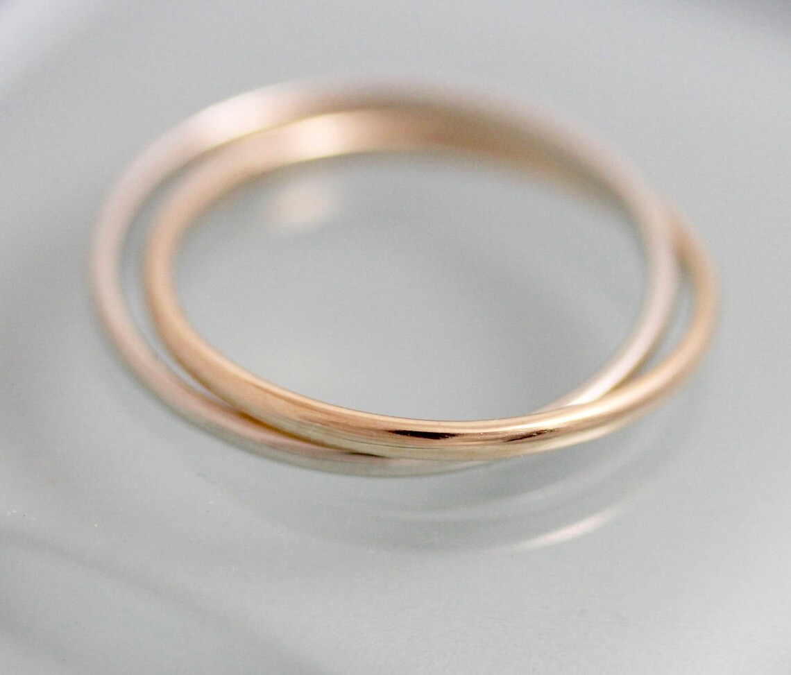 Gold Interlocked Rings 14k Two Tone Solid Recycled Gold Wedding Ring ...