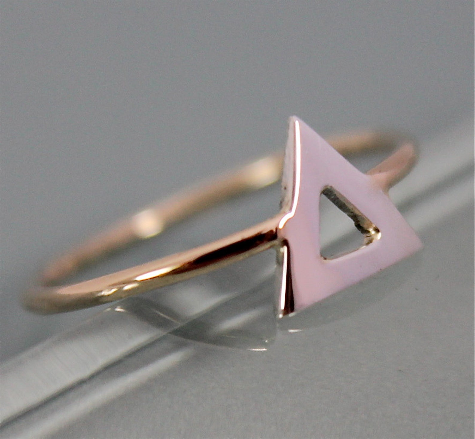 Tiny Open Triangle Ring Sterling Silver Triangle With 14k SOLID Gold ...