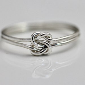 Twin Knot Ring Silver Love Knot Ring Thin Interlocked Stacking Band Midi Ring Double Ring Celtic Recycled 14k Gold Option Tinysparklestudio