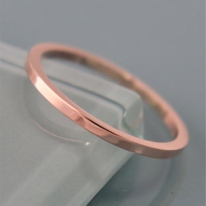 Square Wedding Ring 14k SOLID Rose Gold 1.5mm Square Stacking Band Ring Smooth Shiny Finish Eco Friendly Recycled Gold