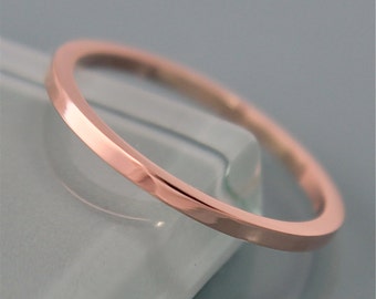 Square Wedding Ring 14k SOLID Rose Gold 1.5mm Square Stacking Band Ring Smooth Shiny Finish Eco Friendly Recycled Gold